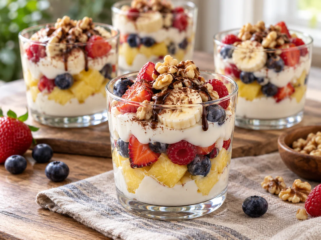 Illustrative photo of Berry Banana Yogurt Parfaits with Cocoa